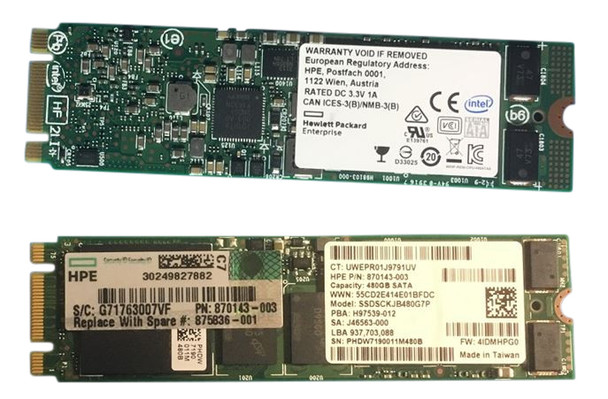 HPE 875319-X21 480GB Multi-level cell Digitally Signed Firmware SATA-6Gbps Read Intensive M.2 2280 Solid State Drive for ProLiant Gen8 Gen9 Gen10 Servers (New Bulk Pack With 90 Days Warranty)