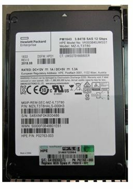 HPE P06588-X21 3.84TB 2.5inch SFF Digitally Signed Firmware SAS-12Gbps Smart Carrier Read Intensive Solid State Drive for ProLiant Gen8 Gen9 Gen10 Servers (New Sealed Spare with 1 Year Warranty)