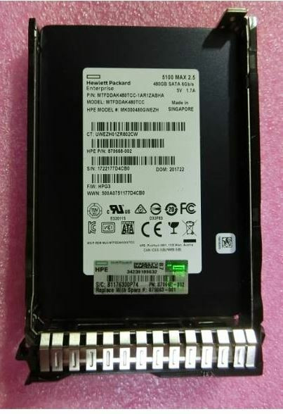 HPE 870668-002-SC 480GB 2.5in DS SATA-6G Mixed Use G9 G10 SSD
