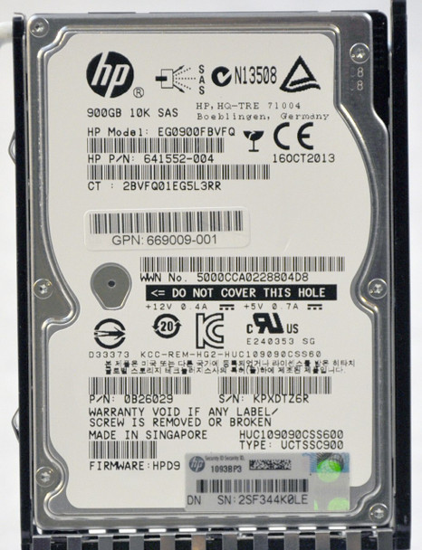 HPE 641552-004 900GB 10000RPM 2.5inch SFF Dual Port SAS-12Gbps Enterprise Hard Drive for Modular Smart Array 1040 SFF SAN Storage (Grade A with 30 Days Warranty)