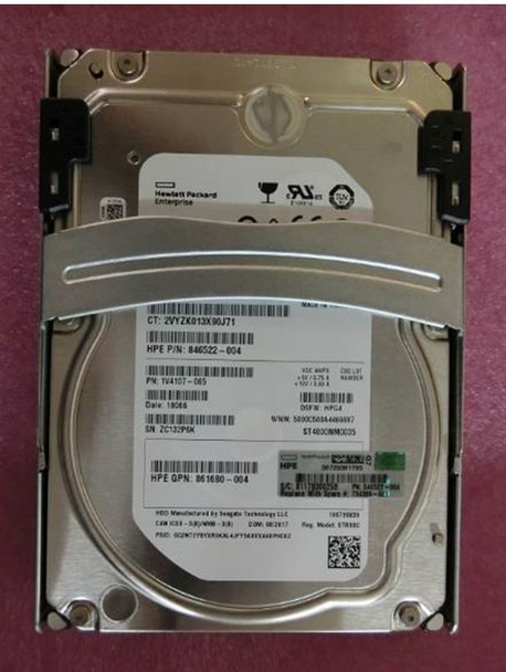 HPE 861680-004-SC 4TB 7200RPM 3.5inch Large Form Factor Smart Carrier SATA-6Gbps Midline Hard Drive for ProLiant Gen8 Gen9 Gen10 Servers (Grade A - Clean with 30 Days Warranty)