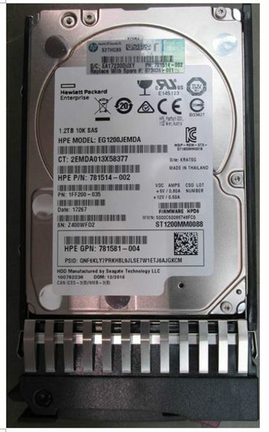 HPE 781514-002 1.2TB 10000RPM 2.5inch SFF SAS-12Gbps Enterprise Hard Drive for ProLiant Gen2 to Gen7 Servers (Grade A with 30 Days Warranty)