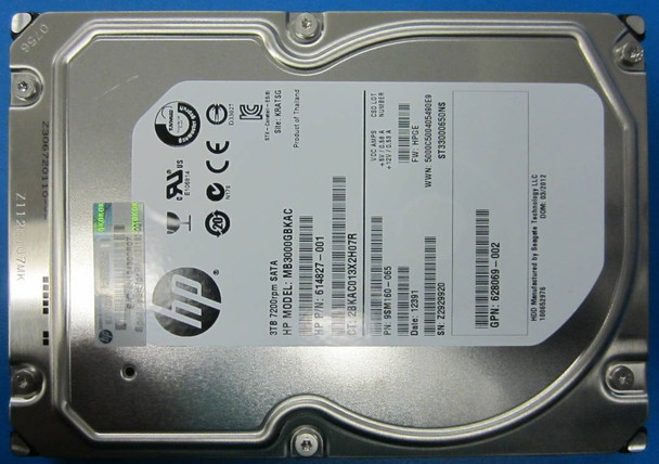 HPE MB3000GCWDB 3TB 7200RPM 3.5inch LFF SATA-6Gbps Midline Hard Drive for ProLiant Gen8 Gen9 Gen10 Servers (Refurbished - Grade A with 30 Days Warranty)