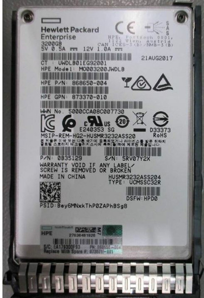 HPE 873367-H21 3.2TB 2.5inch SFF MLC Digitally Signed Firmware SAS-12Gbps SC Mixed Use Solid State Drive for ProLiant Gen9 Gen10 Servers (New Bulk Pack with 90 Days Warranty)