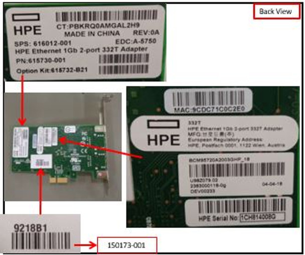 HPE 332T 616012-001 1GBps PCI Express 2.0 X1 Plug-in card-low profile Gigabit Ethernet Network Adapter for ProLiant Gen10 Servers (New Bulk Pack with 90 Days Warranty)