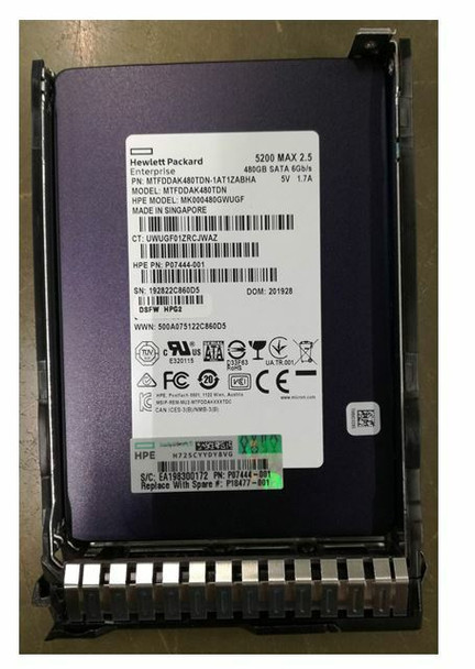 HPE P18432-K21 480GB 2.5inch SFF SATA-6Gbps Smart Carrier Multi Vendor Mixed Use Solid State Drive for ProLiant Gen9 Gen10 Servers (Brand New with 3 Years Warranty)
