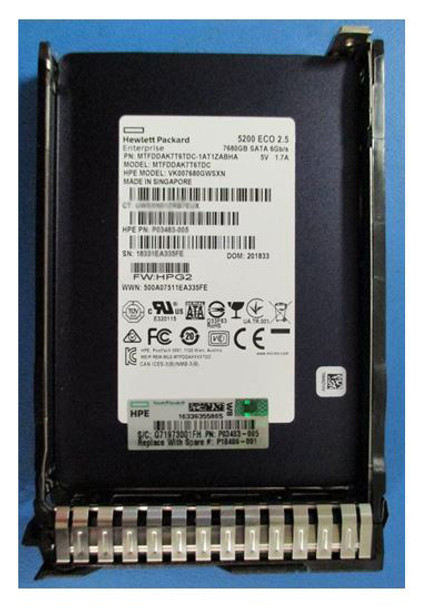 HPE P18430-K21 7.68TB 2.5inch SFF Digitally Signed Firmware SATA-6Gbps Smart Carrier Multi Vendor Read Intensive Solid State Drive for ProLiant Gen10 Servers (New Bulk Pack with 90 Days Warranty)