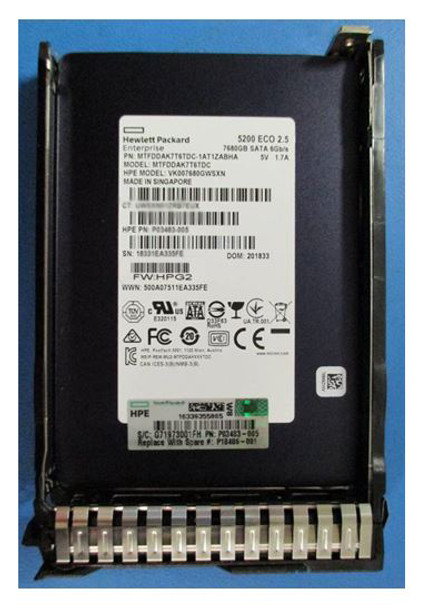 HPE P18430-X21 7.68TB 2.5inch SFF Digitally Signed Firmware SATA-6Gbps Smart Carrier Multi Vendor Read Intensive Solid State Drive for ProLiant Gen10 Servers (New Bulk Pack with 90 Days Warranty)