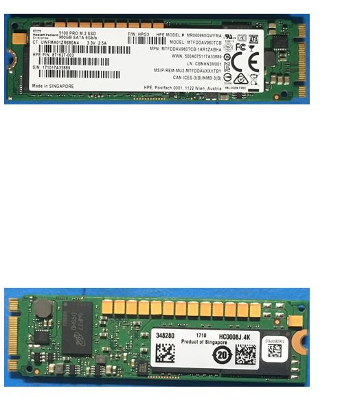HPE 871627-003 960GB DS SATA-6G Mixed Use M.2 2280 G9 G10 SSD