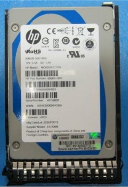 HPE 690825-B21 200GB 2.5inch SFF Mainstream Endurance SAS-6Gbps Smart Carrier Enterprise Mainstream Solid State Drive for ProLiant Gen8 Gen9 Servers (Grade A with 30 Days Warranty)