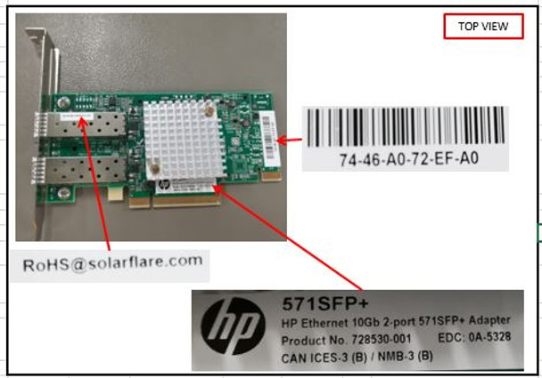 HPE Ethernet 728987-B21 10Gbps Dual-Port PCI Express-2.0 x8 571-SFP+ Network Adapter for ProLiant Gen8 Servers (New Bulk Pack with 90 Days Warranty)