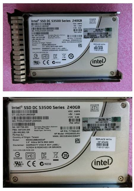 HPE 717968-001-SC 240GB 2.5inch SFF Value Endurance SATA-6Gbps Smart Carrier Enterprise Value Solid State Drive for ProLiant Gen8 Gen9 Servers (Refurbished - Grade A with 30 Days Warranty)