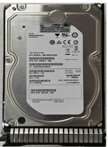 HPE 507613-001-SC 1TB 7200RPM 3.5inch LFF SAS-6Gbps Smart Carrier Midline Hard Drive for ProLiant Gen8 Gen9 Server (Refurbished - Grade A with 30 Days Warranty)