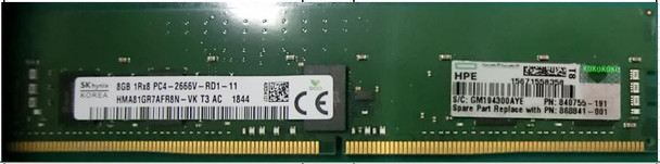 HPE 868841-001 8GB (1x8GB) Single Rank x8 2666MHz 288-Pin DDR4-2666 CL19 ECC DIMM SDRAM Registered Smart Memory Kit for ProLiant Gen10 Servers (Refurbished - Grade A with 30 Days Warranty)