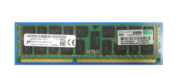 HPE 606427-001 8GB (1x8GB) 1333MHz DDR3-1333 CL9 Dual Rank x4 Low Power DDR3 Registered SDRAM Memory Kit for ProLiant Gen7 Servers (Refurbished - Grade A with 30 Days Warranty)