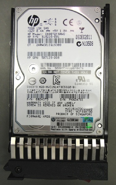 HPE 518216-001 72GB 15000RPM 2.5inch SFF Dual Port SAS-6Gbps Enterprise Hard Drive for ProLiant Gen4 to Gen2 Servers (Refurbished - Grade A with 30 Days Warranty)