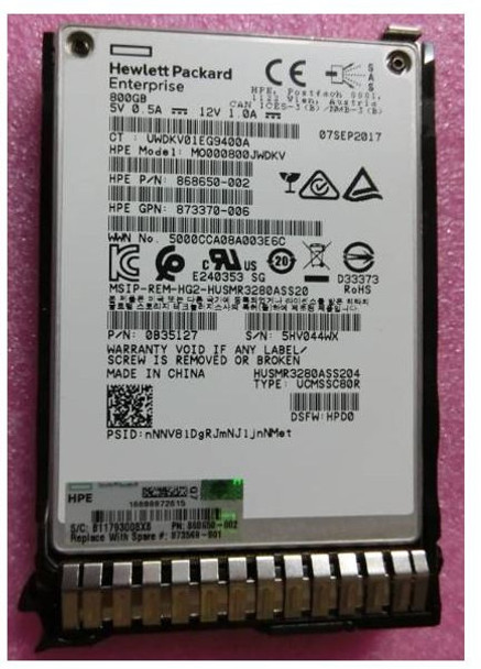HPE 873569-001 800GB 2.5inch SFF Digitally Signed Firmware SAS-12Gbps SC Mixed Use Solid State Drive for ProLiant Gen9 Gen10 Servers (New Sealed Spare with 1 Year Warranty)