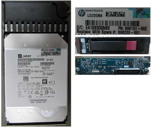 HPE Helium 868151-002 10TB 7200RPM 3.5inch LFF Dual Port 512e SAS-12Gbps Midline Hard Drive for Modular Smart Array 1040/2040 LFF SAN Storage (New Bulk Pack with 90 Days Warranty)