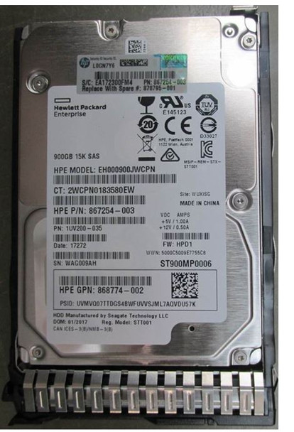 HPE 870795-001 900GB 15000RPM 2.5inch SFF Digitally Signed Firmware 512n SAS-12Gbps SC Enterprise Hard Drive for ProLiant Gen9 Gen10 Servers (New Sealed Spare with 1 Year Warranty)