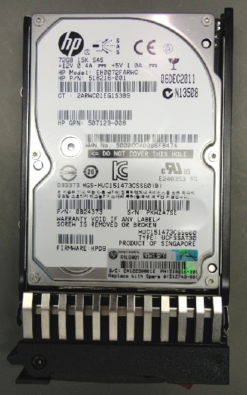 HPE 512544-003 72GB 15kRPM 2.5in SAS-6G Enterprise G4-G7 HDD