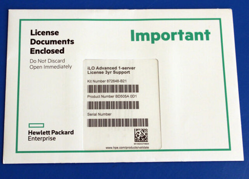 HPE 872648-B21 iLO Advanced 1 Server 3 Years 24x7 Support License