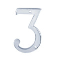 U Need Hardware House Number-3 4", Solid Brass Construction, Packed With Mounting Screws, Bright Polished Chrome