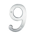 U Need Hardware House Number-9 4", Solid Brass Construction, Packed With Mounting Screws, Bright Polished Chrome