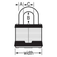 Master Lock Laminated Steel Padlock, Rekeyable, 5-Pin Tumbler, Keyed Different, Body Width: 1-3/4" (44Mm), Shackle Length: 1-1/2" (38Mm), Shackle Width: 3/4" (19Mm), Shackle Diameter: 5/16" (8Mm)