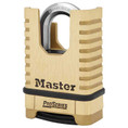 Master Lock Combination Padlock Proseries Shrouded Brass Resettable, Body Width: 2-1/4" (57mm), Shackle Length: 1-1/16" (27mm), Shackle Width: 15/16" (24mm), Shackle Diameter: 3/8" (10mm)