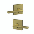Schlage Residential Fc172 Custom Non-Turning Lever Set Double Dummy (Pair), Latitude, Collins Decorative Trim, Satin Brass