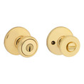 Kwikset Tylo Keyed Entry Knob Smartkey With 6-Way Adjustable Latch And Round Corner Strike, Bright Polished Brass