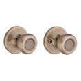 Kwikset Tylo Passage Knob With 6-Way Adjustable Latch And Round Corner Strike, Antique Brass