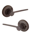Kwikset Ladera Passage Lever With Round Rose, 6-Way Adjustable Latch And Round Corner Strike, Venetian Bronze