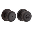 Kwikset Hancock Privacy Knob With 6-Way Adjustable Latch And Round Corner Strike, Venetian Bronze