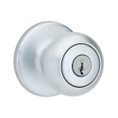 Kwikset Cove Keyed Entry Knob Smartkey With 6-Way Adjustable Latch And Round Corner Strike, Satin Chrome