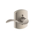 Schlage Residential F170 Accent Lever Single Dummy Trim With Greenwich Trim Function, Decorative, Left Hand Handing, Satin Nickel