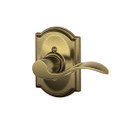 Schlage Residential F170 Accent Lever Single Dummy Trim With Camelot Trim Function, Antique, Decorative, Right Hand Handing, Satin Brass Blackened