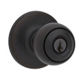Kwikset Polo Keyed Entry Knob With 6-Way Adjustable Latch And Round Corner Strike, Venetian Bronze