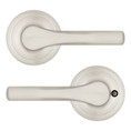 Kwikset Henley Passage Lever With Round Rose, 6-Way Adjustable Latch And Round Corner Strike, Satin Nickel