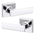 Kwikset Breton Passage Lever With Square Rose, 6-Way Adjustable Latch And Round Corner Strike, Bright Polished Chrome