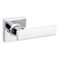 Kwikset Breton Passage Lever With Square Rose, 6-Way Adjustable Latch And Round Corner Strike, Bright Polished Chrome