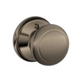Schlage Residential F170 Andover Knob Single Dummy Trim Function, Antique, Satin Nickel Blackened