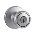 Kwikset Tylo Keyed Entry Knob With 6-Way Adjustable Latch And Round Corner Strike, Satin Chrome