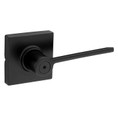 Kwikset Ladera Privacy Lever With Square Rose, 6-Way Adjustable Latch And Round Corner Strike, Matte Black