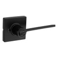 Kwikset Ladera Privacy Lever With Square Rose, 6-Way Adjustable Latch And Round Corner Strike, Matte Black