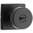 Kwikset Pismo Privacy Knob With Square Rose, 6-Way Adjustable Latch And Round Corner Strike, Matte Black