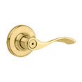 Kwikset Balboa Privacy Lever With 6-Way Adjustable Latch And Round Corner Strike, Bright Polished Brass