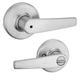 Kwikset Delta Privacy Lever With 6-Way Adjustable Latch And Round Corner Strike, Satin Chrome