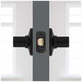 Kwikset Ladera Passage Lever With Round Rose, 6-Way Adjustable Latch And Round Corner Strike, Matte Black