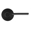 Kwikset Ladera Passage Lever With Round Rose, 6-Way Adjustable Latch And Round Corner Strike, Matte Black